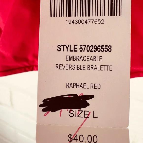 NWT Soma Embraceable Reversible Soft Bralette Wireless Large Raphael Red #0586 - Picture 6 of 9